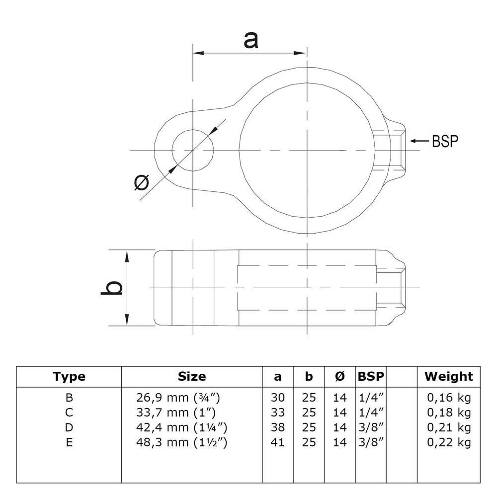 Buiskoppeling Scharnieroog-E / 48,3 mm